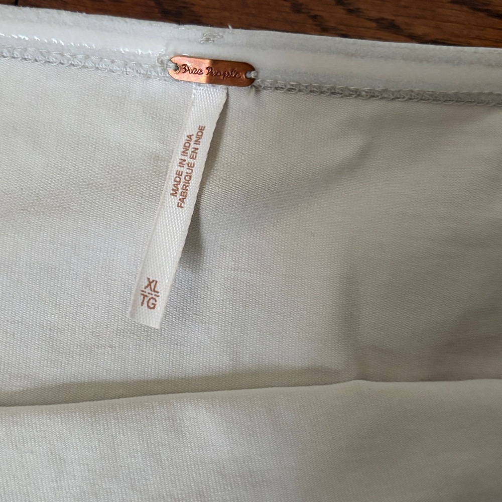 Free People Strapless Cream Summer Mini Dress 100% Cotton, Elastic Top. Size: XL - Picture 4 of 7